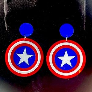 Captain America Plastic Earrings